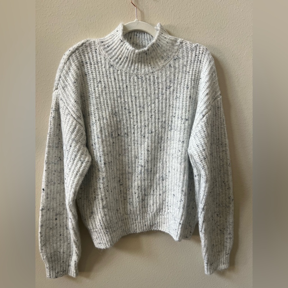 Mango Speckled Cream Turtleneck Sweater